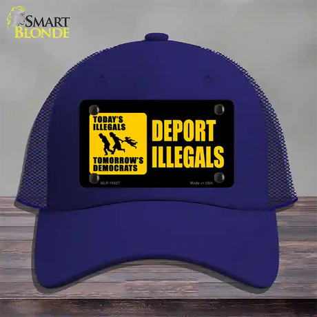 Deport Illegals Novelty License Plate Hat Mesh / Royal Blue