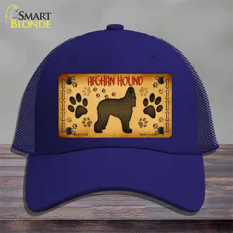 Afghan Hound Novelty License Plate Hat Mesh / Royal Blue