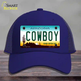 Cowboy Arizona Novelty License Plate Hat Mesh / Royal Blue