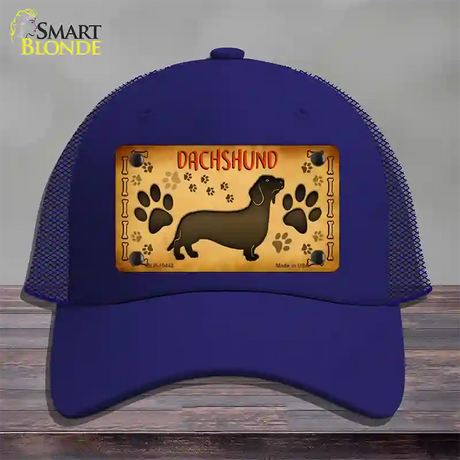 Dachshund Novelty License Plate Hat Mesh / Royal Blue