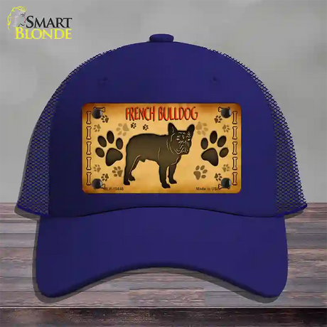 French Bulldog Novelty License Plate Hat Mesh / Royal Blue