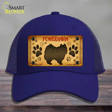 Pomeranian Novelty License Plate Hat Mesh / Royal Blue