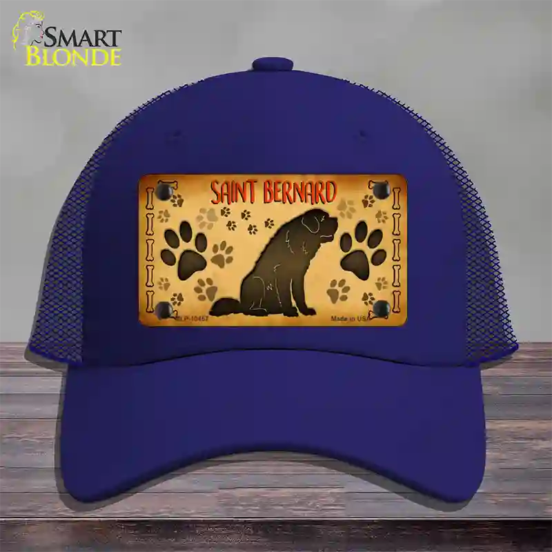 Saint Bernard Novelty License Plate Hat Mesh / Royal Blue