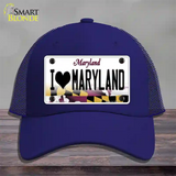 I Love Maryland Novelty License Plate Hat Mesh / Royal Blue