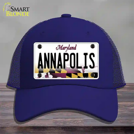 Annapolis Maryland Novelty License Plate Hat Mesh / Royal Blue