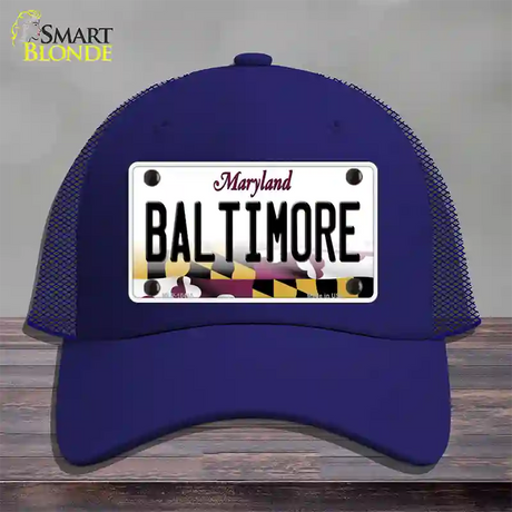 Baltimore Maryland Novelty License Plate Hat Mesh / Royal Blue