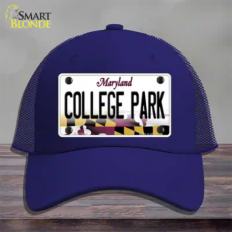 College Park Maryland Novelty License Plate Hat Mesh / Royal Blue