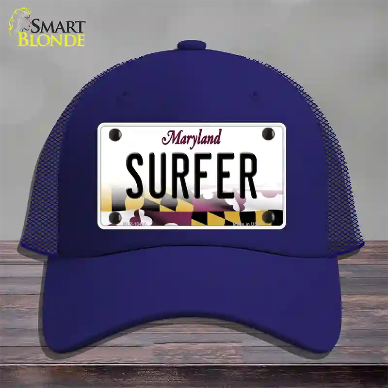 Surfer Maryland Novelty License Plate Hat Mesh / Royal Blue