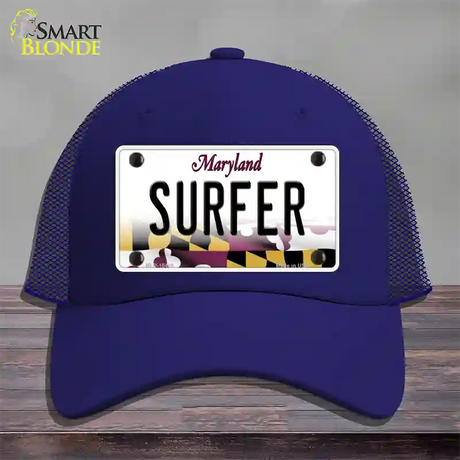 Surfer Maryland Novelty License Plate Hat Mesh / Royal Blue