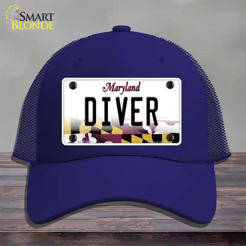 Diver Maryland Novelty License Plate Hat Mesh / Royal Blue