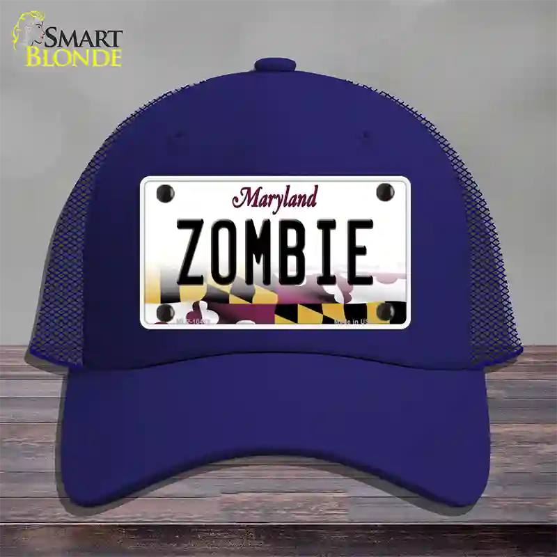 Zombie Maryland Novelty License Plate Hat Mesh / Royal Blue