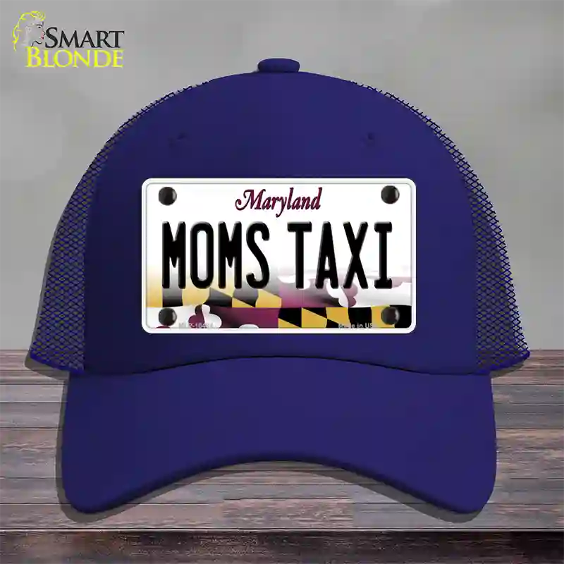 Moms Taxi Maryland Novelty License Plate Hat Mesh / Royal Blue