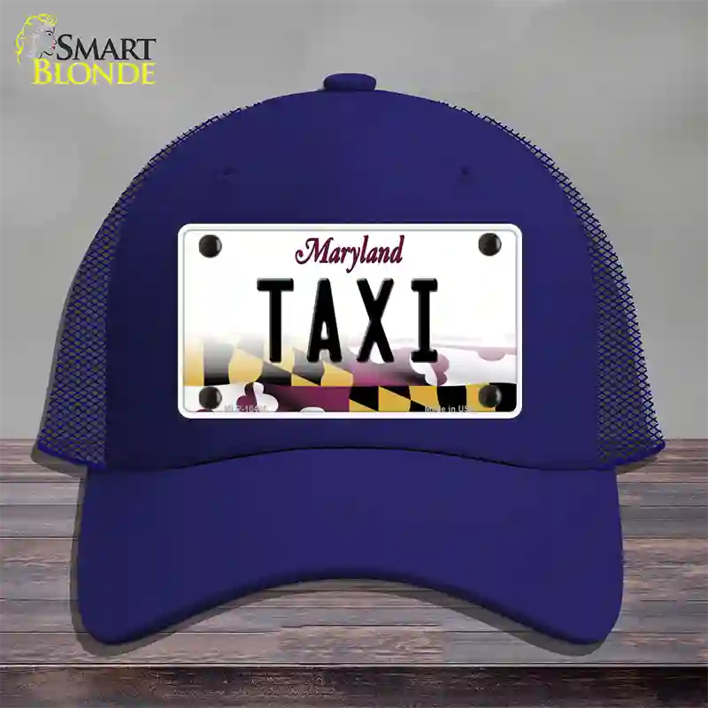 Taxi Maryland Novelty License Plate Hat Mesh / Royal Blue