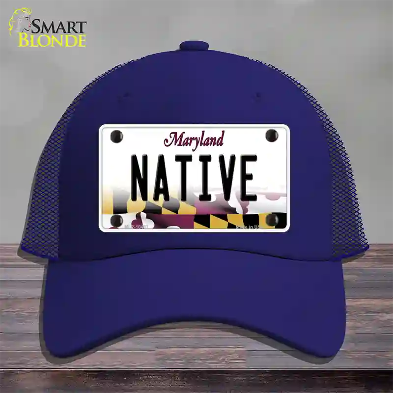 Native Maryland Novelty License Plate Hat Mesh / Royal Blue