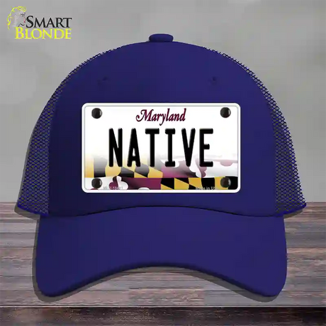 Native Maryland Novelty License Plate Hat Mesh / Royal Blue