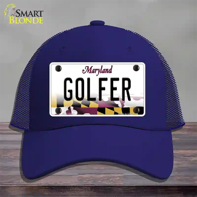 Golfer Maryland Novelty License Plate Hat Mesh / Royal Blue