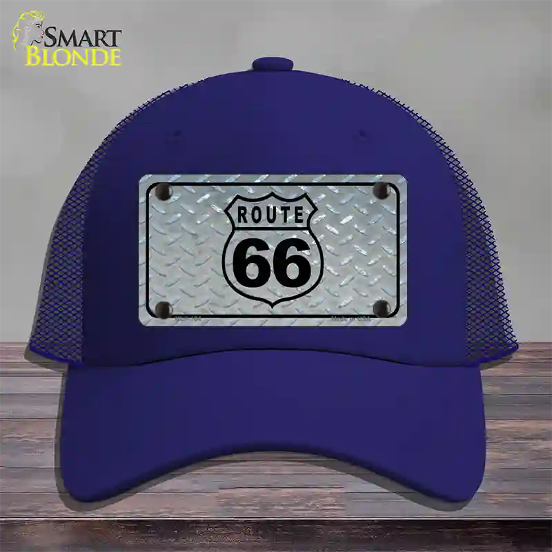 Route 66 Shield Diamond Novelty License Plate Hat Mesh / Royal Blue