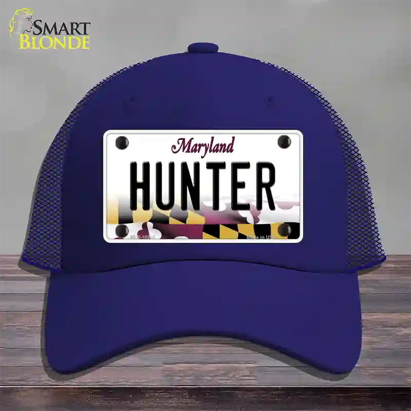 Hunter Maryland Novelty License Plate Hat Mesh / Royal Blue