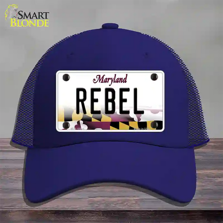 Rebel Maryland Novelty License Plate Hat Mesh / Royal Blue