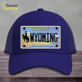 Wyoming Tag Novelty License Plate Hat Mesh / Royal Blue