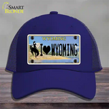 I Love Wyoming Novelty License Plate Hat Mesh / Royal Blue