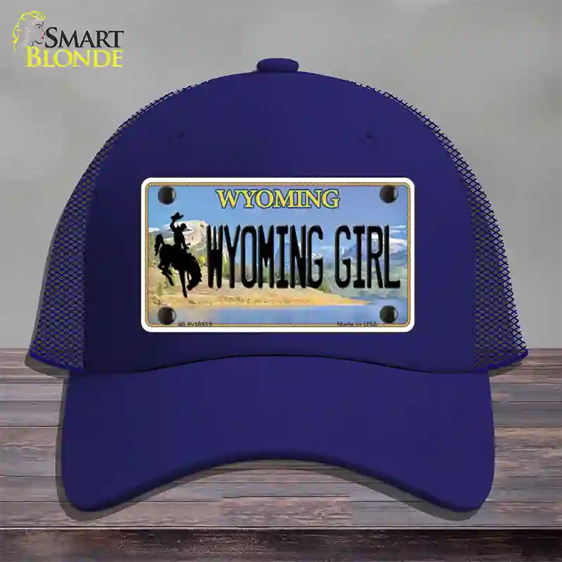 Wyoming Girl Novelty License Plate Hat Mesh / Royal Blue