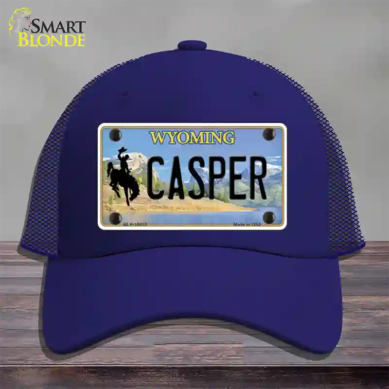 Casper Wyoming Novelty License Plate Hat Mesh / Royal Blue