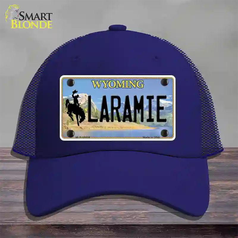 Laramie Wyoming Novelty License Plate Hat Mesh / Royal Blue