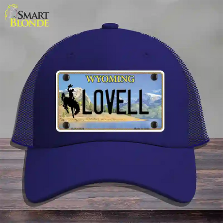 Lovell Wyoming Novelty License Plate Hat Mesh / Royal Blue