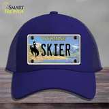 Skier Wyoming Novelty License Plate Hat Mesh / Royal Blue