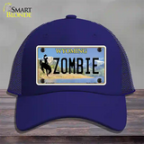 Zombie Wyoming Novelty License Plate Hat Mesh / Royal Blue