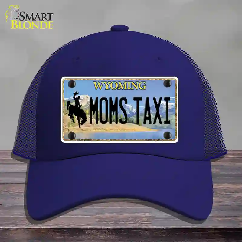 Moms Taxi Wyoming Novelty License Plate Hat Mesh / Royal Blue