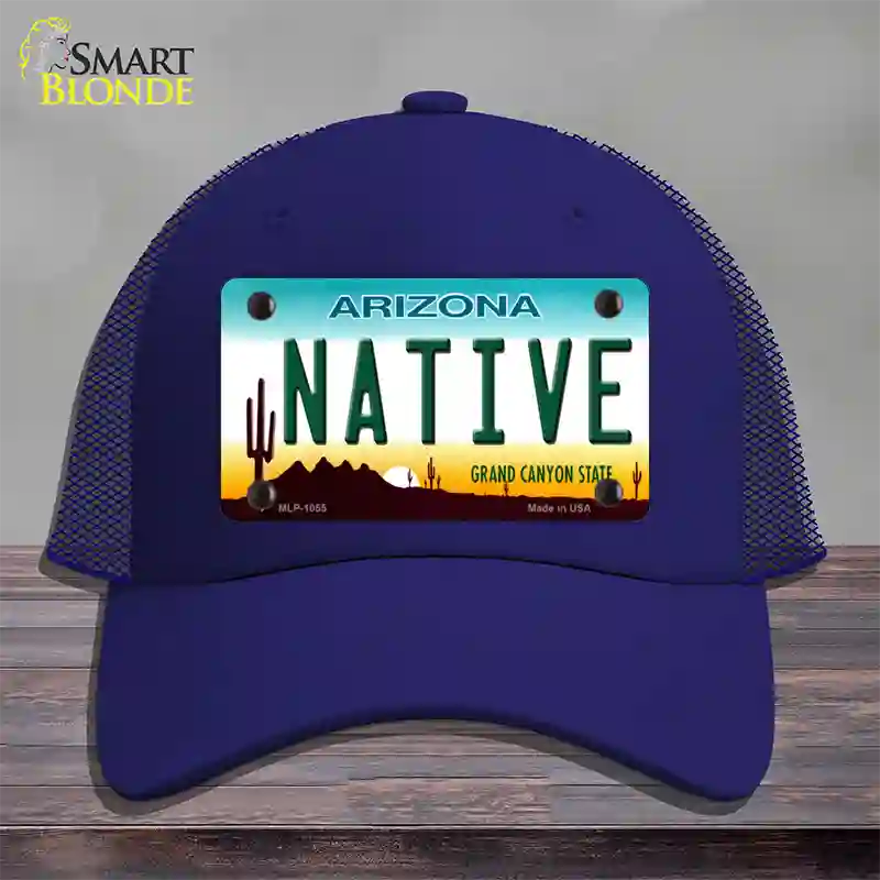 Native Arizona Novelty License Plate Hat Mesh / Royal Blue