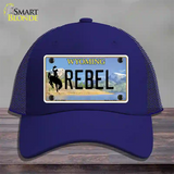 Rebel Wyoming Novelty License Plate Hat Mesh / Royal Blue