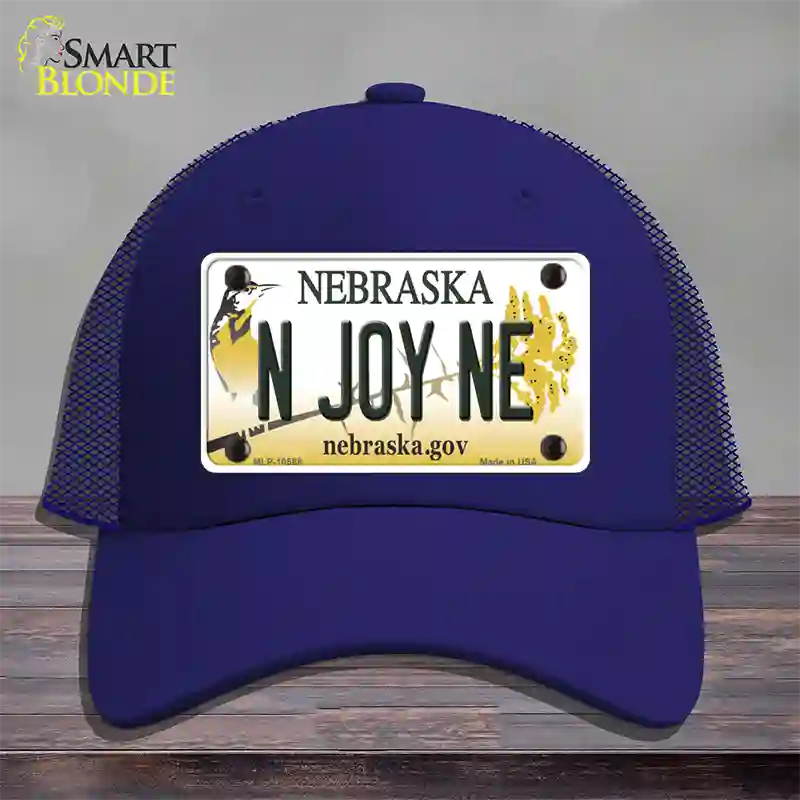 N Joy NE Nebraska Novelty License Plate Hat Mesh / Royal Blue