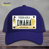 Omaha Nebraska Novelty License Plate Hat Mesh / Royal Blue