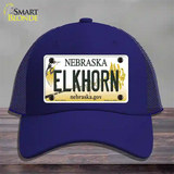 Elkhorn Nebraska Novelty License Plate Hat Mesh / Royal Blue