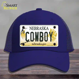 Cowboy Nebraska Novelty License Plate Hat Mesh / Royal Blue