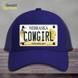 Cowgirl Nebraska Novelty License Plate Hat Mesh / Royal Blue