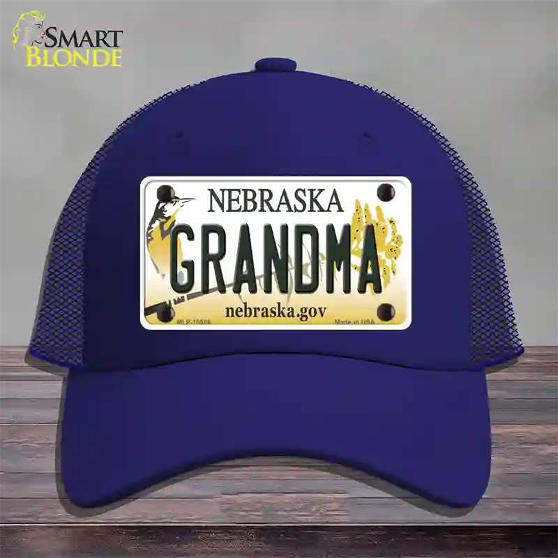 Grandma Nebraska Novelty License Plate Hat Mesh / Royal Blue