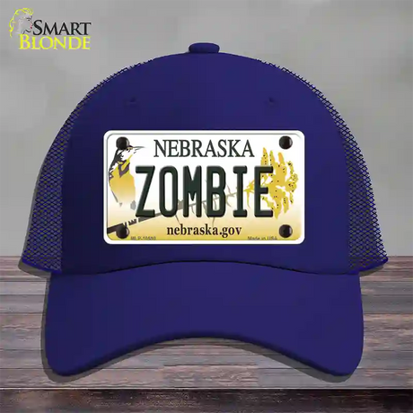 Zombie Nebraska Novelty License Plate Hat Mesh / Royal Blue