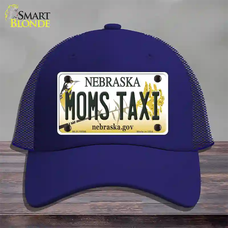 Moms Taxi Nebraska Novelty License Plate Hat Mesh / Royal Blue