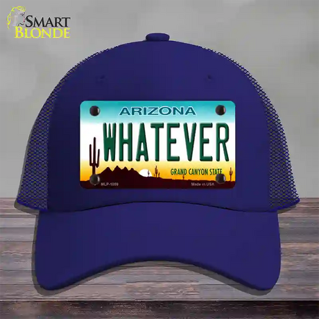 Whatever Arizona Novelty License Plate Hat Mesh / Royal Blue