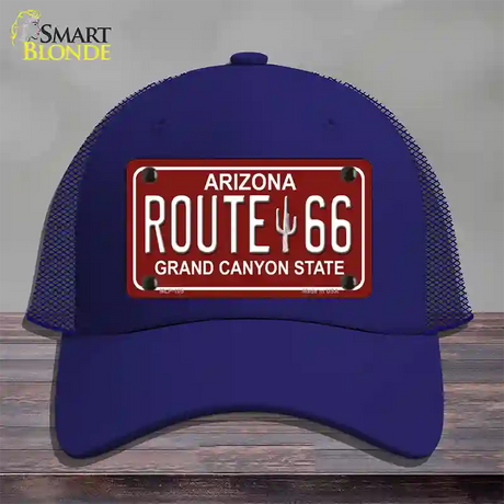 Route 66 Arizona Red Novelty License Plate Hat Mesh / Royal Blue