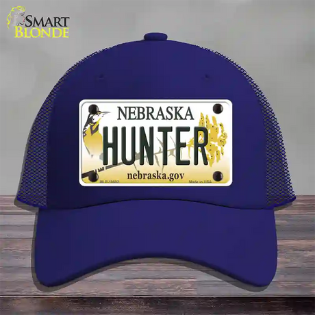 Hunter Nebraska Novelty License Plate Hat Mesh / Royal Blue