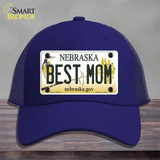 Best Mom Nebraska Novelty License Plate Hat Mesh / Royal Blue