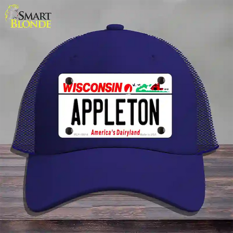 Appleton Wisconsin Novelty License Plate Hat Mesh / Royal Blue