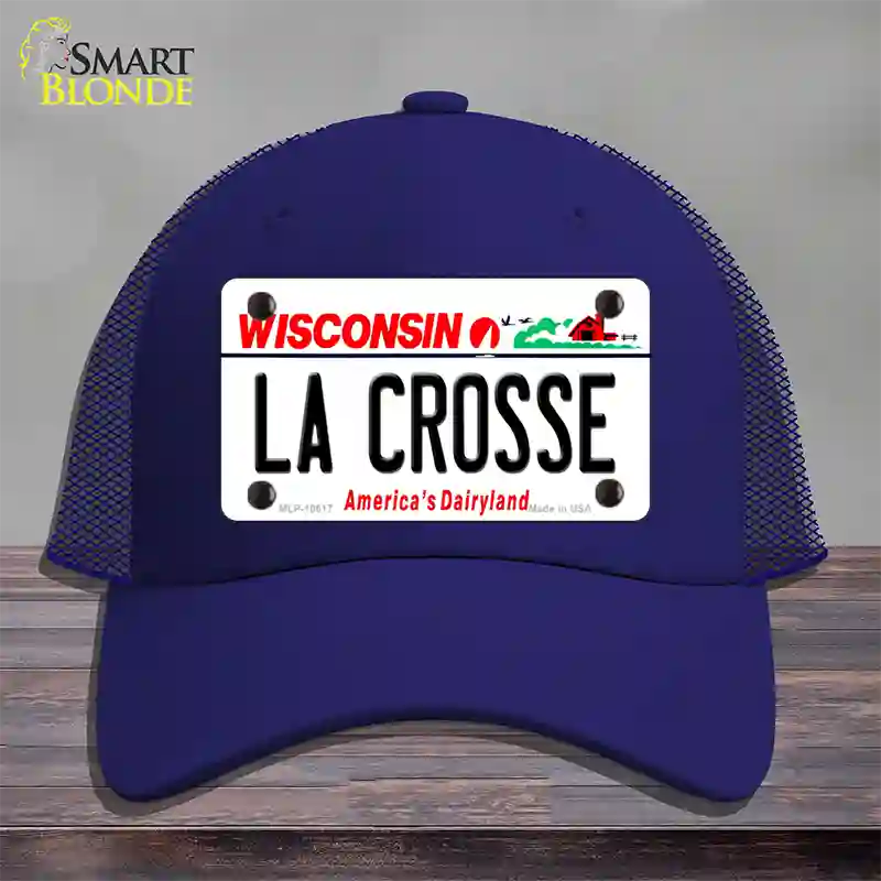 La Crosse Wisconsin Novelty License Plate Hat Mesh / Royal Blue