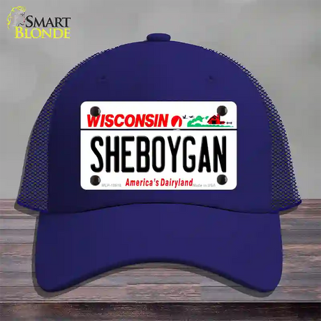 Sheboygan Wisconsin Novelty License Plate Hat Mesh / Royal Blue