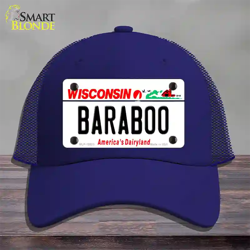 Baraboo Wisconsin Novelty License Plate Hat Mesh / Royal Blue